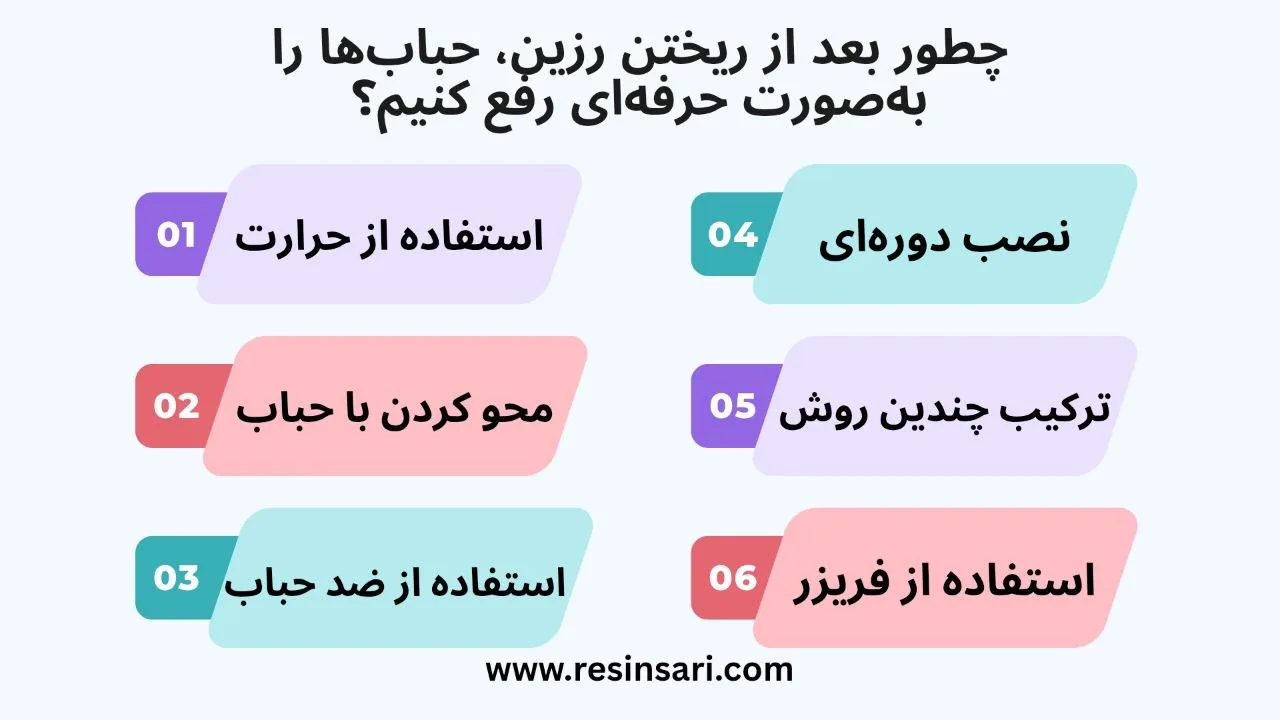 راهنمای جامع جلوگیری از حباب زدن رزین