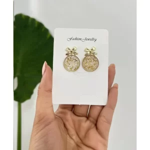 گوشواره ساده و مینیمال با رزین و ورق طلا